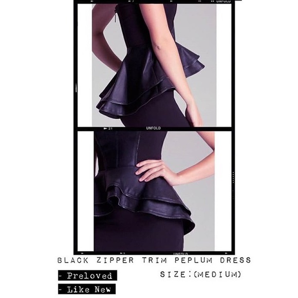 BEBE - ZIPPER TRIM PEPLUM DRESS - Picture 4 of 8